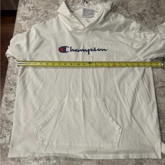 Champion Women's Long Sleeve pullover Hoodie Tshirt Large White Kangaroo Pocket - Picture 9 of 9